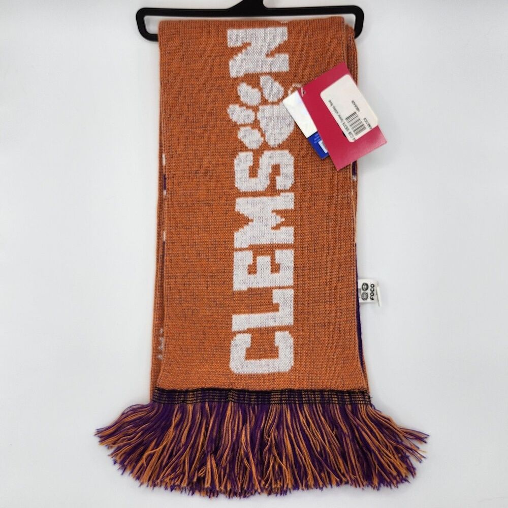 FOCO Clemson Tigers Orange & Purple Reversible Scarf (NWT)